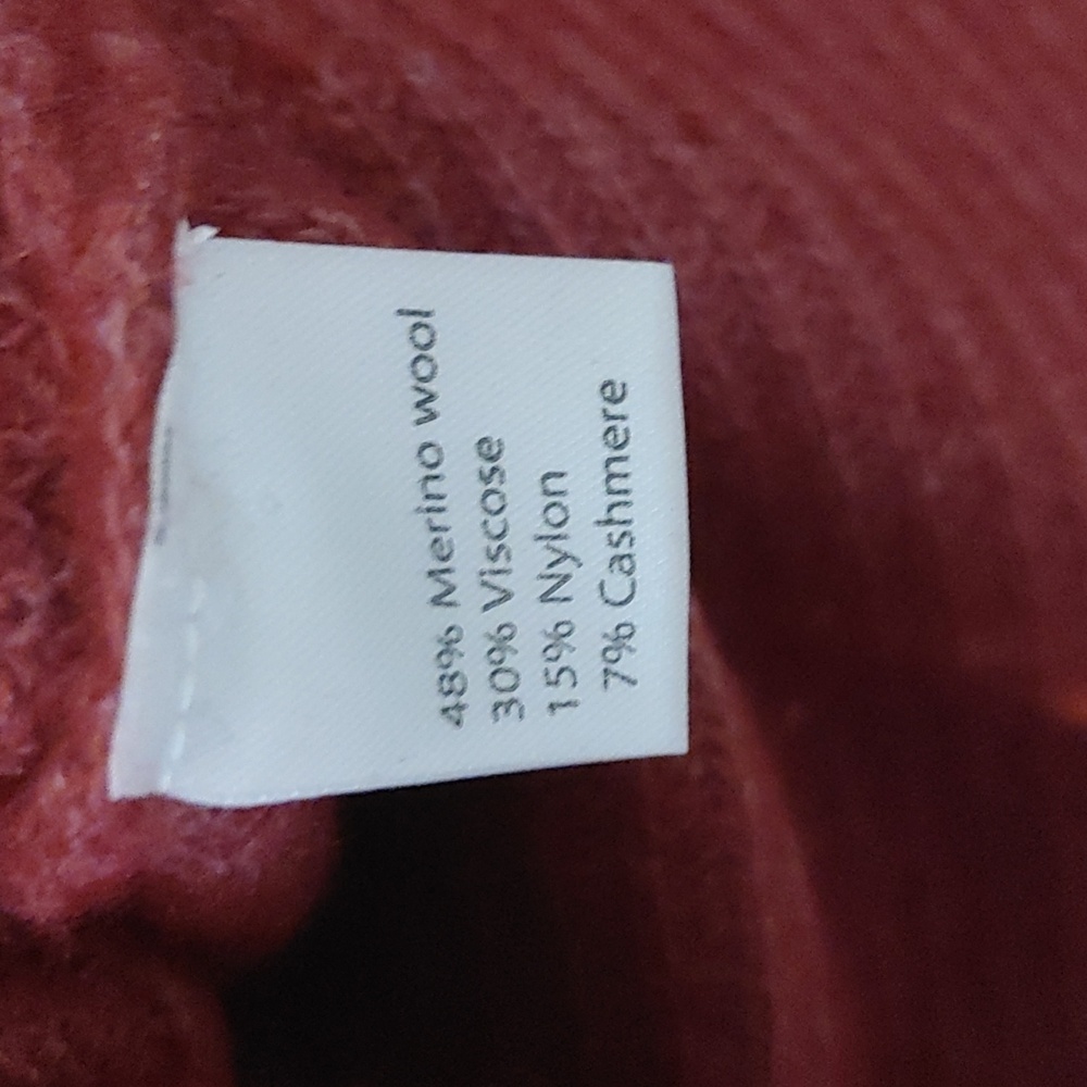 Merino Wool Cashmere Cowl Neck Sweater Women's Small Maroon Cottagecore - Picture 4 of 7